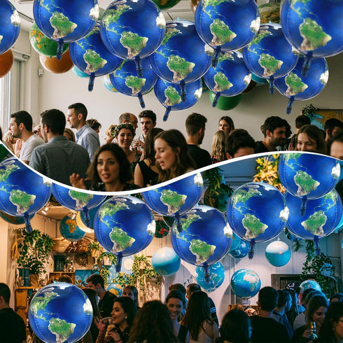 Gejoy 10 Pack 22 Inch Inflatable Earth Globe Balloons with 2 Rolls Ribbons for Bon Voyage Party Decor