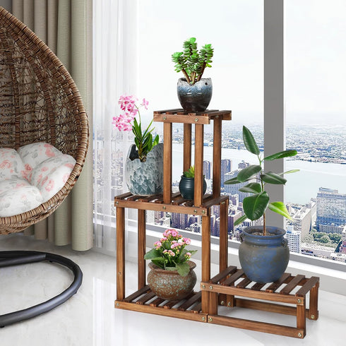 4 Saving,27.6,Small) Wood Plant Stand Indoor Outdoor Tiers Plant Rack Corner Planter Shelf Flower Pot Holder for Living