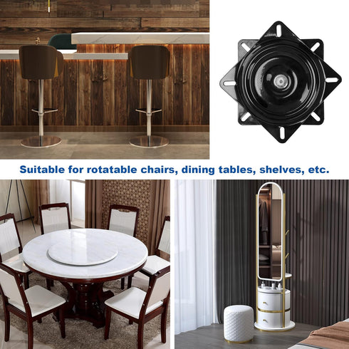 BQLZR 6 inch A3 Steel Plate Black Ball Bearing Square Swivel Turntable, Chair Swivel for Bar Stool Chair