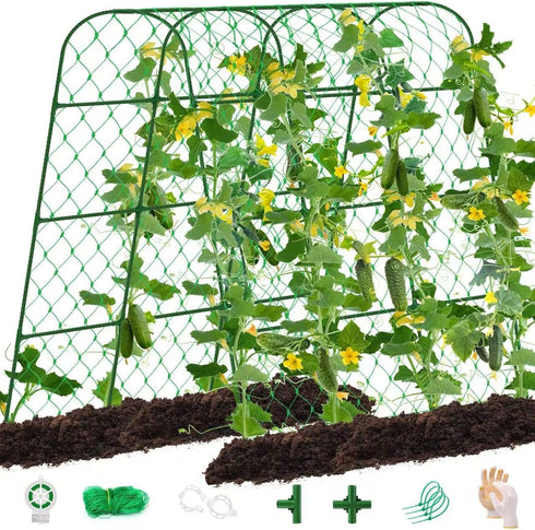 Extra Large Cucumber Trellis for Raised Bed, U-Shape Garden Trellis for Climbing