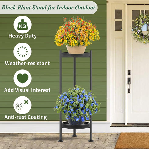 2 30'' Lilybud--lily Plant Stand Indoor Outdoor, Tier Iron Plant Stand, Tall Pedestal Stand Outdoor, Metal Flower