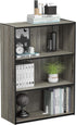 Furinno Pasir 3-Tier Open Shelf Bookcase, French Oak Grey