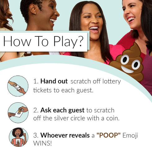 Did Baby Poopie Baby Shower Scratch Off Game (30-Pack, Brown) - Boy or Girl Emoji Lottery Ticket Cards with Winners