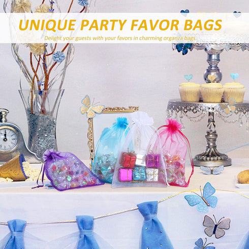 100PCS 4x6 Inch Organza Gift Bags - Premium Sheer Drawstring Pouch for Jewelry Party Wedding Favor (White)