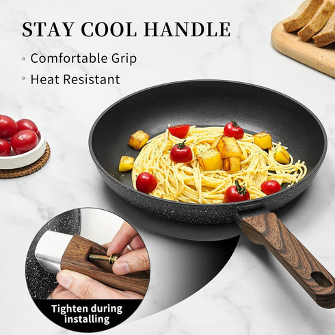 Frying Pan Nonstick, 9.5 Inch, Non Toxic Skillet, Oven Safe, Induction Compatible