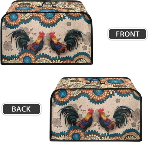 Rooster Boho Slow Cooker Dust Cover with Handle and Side Pocket for 6-8 Quart Kitchen Appliances