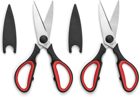 Ultra Sharp Kitchen Scissors for Food, Heavy Duty, Serrated Stainless Steel Shears, Set of 2