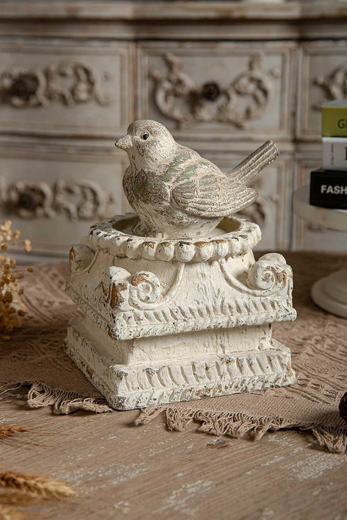 SOFE Column Pedestal Stand for Decoration Display, Distressed White Small Plant Stand, Large Candle Stand, Column Side