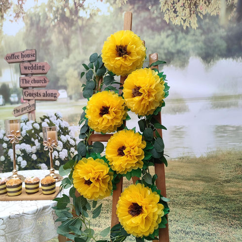 Tissue Paper Sunflowers Decorations for Wall, Birthday Party Backdrop, Home Decoration Pack of 6