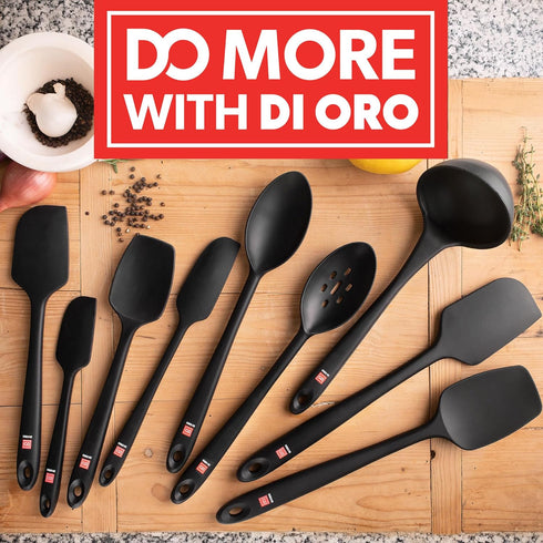 DI ORO Silicone Spatula Set, 3pc, Rubber Kitchen Spatulas for Baking, Cooking, & Mixing, Black