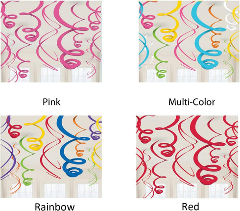 Amscan Party Hanging Swirls, Rainbow, Party Decor