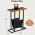 SUPER DEAL Side Table with Magazine Holder Sling, Narrow End Table Slim Nightstand Wood Look Accent Table with Metal