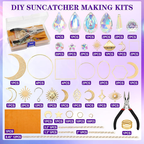 228pcs Sun Catcher Kits for Adults, DIY Suncatcher Making Supplies Arts and Crafts for Girls Women Hanging Ornaments