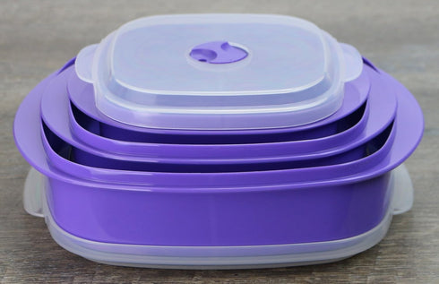 Reston Lloyd Microwave Storage, Adjustable Vent on Lids Cookware Set, Multiple Sizes, Purple