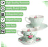 BTaT Floral Tea Cups and Saucers Set of 2, 8oz Coffee Cups with Gold Trim, British Tea Cups