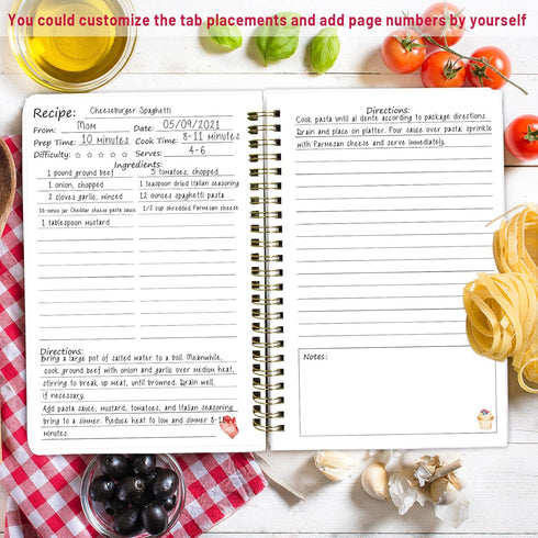 Ceiba Tree Blank Recipe Book to Write Your Own Recipes, 8.7" x 6.3", 120 Pages, Gift Ideas for Women, Mom, Wife.
