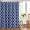 Biscaynebay Extra Long Textured Fabric Shower Curtains - 72" W x 84" L, Navy Morocco Pearl Printed Luxury Bathroom