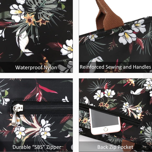 Gloppie Insulated Lunch Bag for Women, Leakproof Lunch Tote with White Flower Design