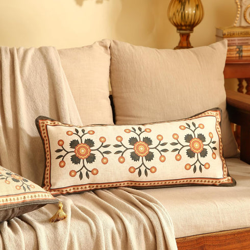 Set 1,Floral 12"x20" bilin gaier Brown Throw Pillow Covers of Farmhouse Linen Accent Pillows Cover for Couch Throw