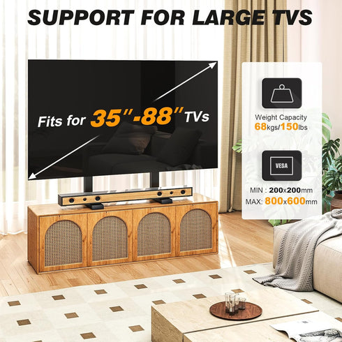 5Rcom 35-88 Inch 150lbs Table Top TV Stand, Universal TV Stand for with Height Adjustment, TV Mount Stand Up