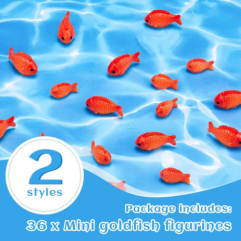 Yookeer Small Resin Red Goldfish Mini Figurines, 36 Pieces for Garden Accessories and DIY Crafts