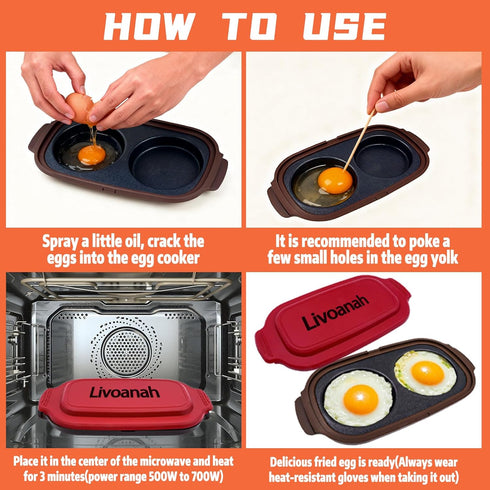 2 Microwave Egg Cooker for Eggs - Microwave Egg Poacher & Fryer for Breakfast Sandwiches, Quick Breakfast Maker