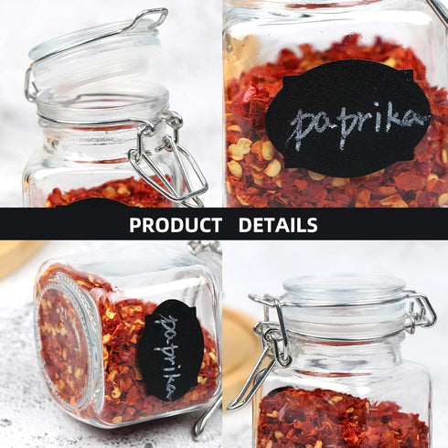 Glass Jars with Airtight Lids, 3.4 oz Small Spice Jars, 12 Pack with Silicone Gasket, Chalkboard Labels