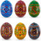 BestPysanky Set of 6 Geometric Pysanky Ukrainian Wooden Easter Eggs 2.5 Inches