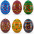 BestPysanky Set of 6 Geometric Pysanky Ukrainian Wooden Easter Eggs 2.5 Inches