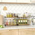 SRIWATANA Bathroom Countertop Organizer Set of 2, Kitchen Counter Shelf Spice Rack for Desktop Storage, Large Wood