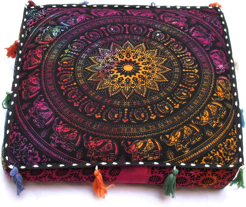 Large Hippie Mandala Round Floor Pillow Cover Ottoman Pouf Cover Daybed Cotton
