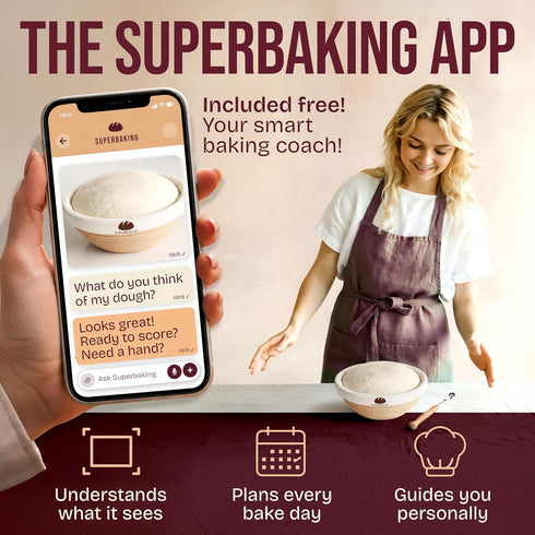 9" Set, Superbaking Sourdough Starter Kit, Round Banneton Bread Proofing Basket Sourdough Bread Baking Supplies