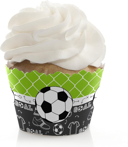 Big Dot of Happiness Goaaal - Soccer - Baby Shower or Birthday Party Cupcake Wrappers Decorations - Set of 12