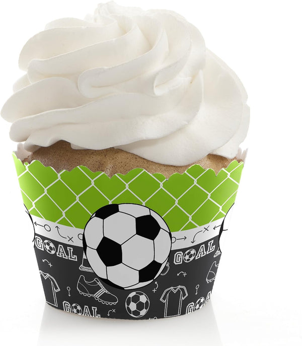 Big Dot of Happiness Goaaal - Soccer - Baby Shower or Birthday Party Cupcake Wrappers Decorations - Set of 12