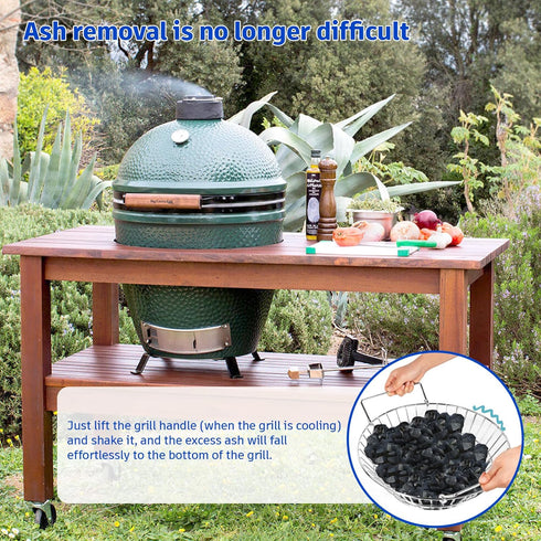 13.75 Inch Charcoal Basket for Grill, Stainless Steel Ash Basket for Large Big Green Egg & Kamado Joe, Heavy Duty