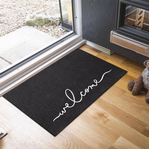Welcome Mats for Front Door Outdoor Indoor Non Slip Doormat Super Absorb Mud Easy to Clean Entrance Mats for Home,Patio,High Traffic Areas Black by MWAZZLL