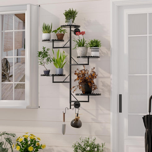 GcdPai 5-tier Rotating Window Plant Shelves indoor Metal Plant Stand, Wall Plant holder for Multiple Plants indoors