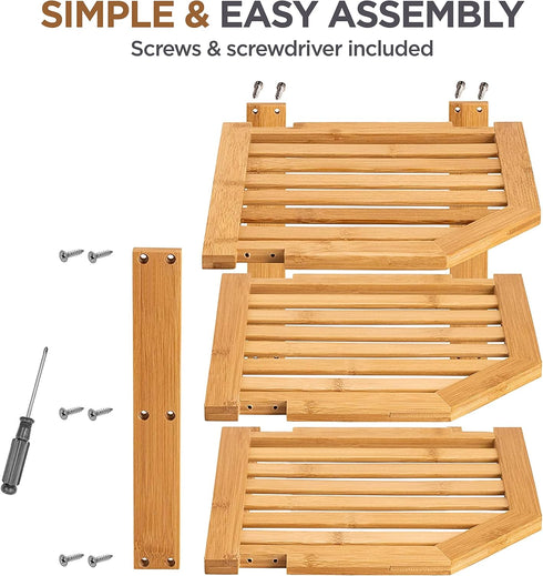3 Countertop 10 10 9.5 Inch, Counter, Plate Organizer for Cabinet - Tier Bamboo Corner Shelf Cabinet Organizer