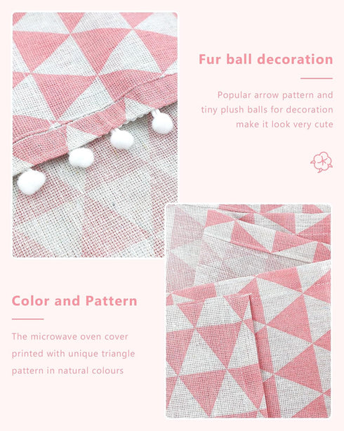 Microwave Oven Cover Dustproof Cotton Protector with Side Storage Pockets, Decorative Kitchen Appliance