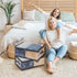 Fixwal 2pcs Clear Clothes Organizer Storage Bags, Foldable PVC Organizers with Zipper for Bedding Sets & Closet