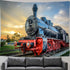 Sunset 40X30 Inches DYNH Steam Train Tapestry, Old Engine Train on Railroad Track Tapestries,Natural Scenery Sunrise