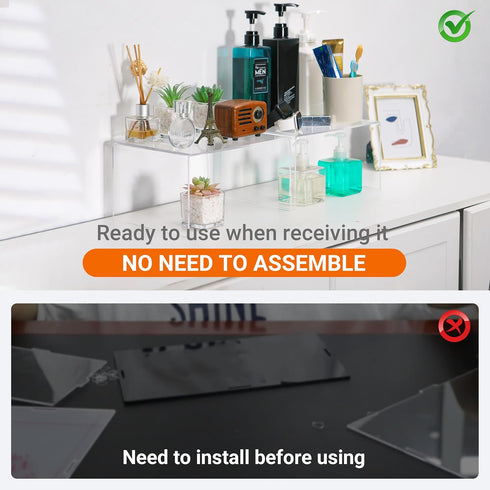 Hampsele Countertop Kitchen(4 Acrylic Kitchen Cabinet Organizer Shelf, Spice Rack, Plate and Cupboard Storage Riser