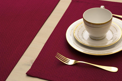 Red Placemats Set of 4, Double Layered Burgundy Place mats for Dining Table, Cranberry Waterproof Table Mats for