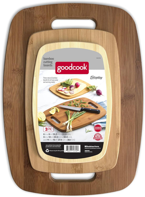GoodCook Bamboo Cutting Board, 3 Pack