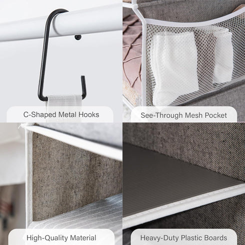 5-Shelf Closet, Closet 2 12 12" 15" 48" StorageWorks Hanging Shelves for Foldable Hanging Organizers with Side Pockets