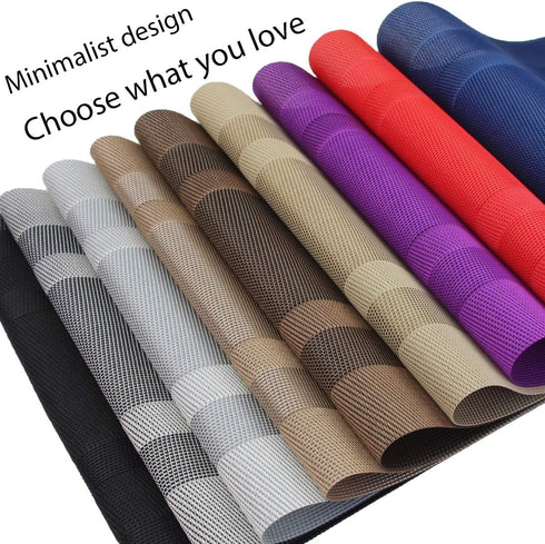 PIGCHCY Washable Vinyl Placemats, Elegant Durable Table Mats Set of 4 (18 x 12 inches, Navy Blue)