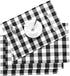 Nobildonna 18"x13" Plaid Checkered Placemats, Black & White, Set of 4 Durable Dining Table Mats