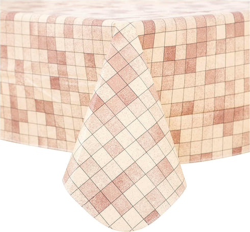 FIFTY FEET 84X60 Inch Rectangle Tablecloth, Vinyl Tablecloth with Flannel Backing Waterproof