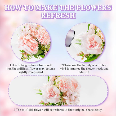 6 Pack Artificial Flowers, Faux Peony Silk Hydrangea for Wedding Decoration (Pink)