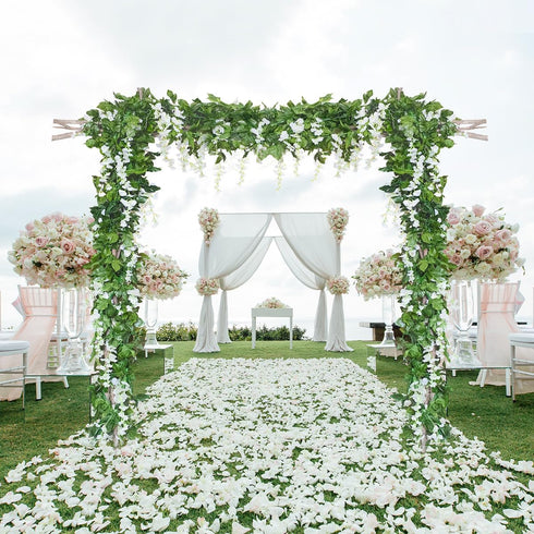 Mavee Artificial Wisteria Vine Garland Hanging Decor - 28.8ft Silk Flowers with Ivy Leaves for Wedding, Home Floral